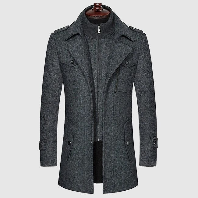 Classic Regular Fit Wool-Cotton Men's Winter Coat with Zipper - Elegant Style