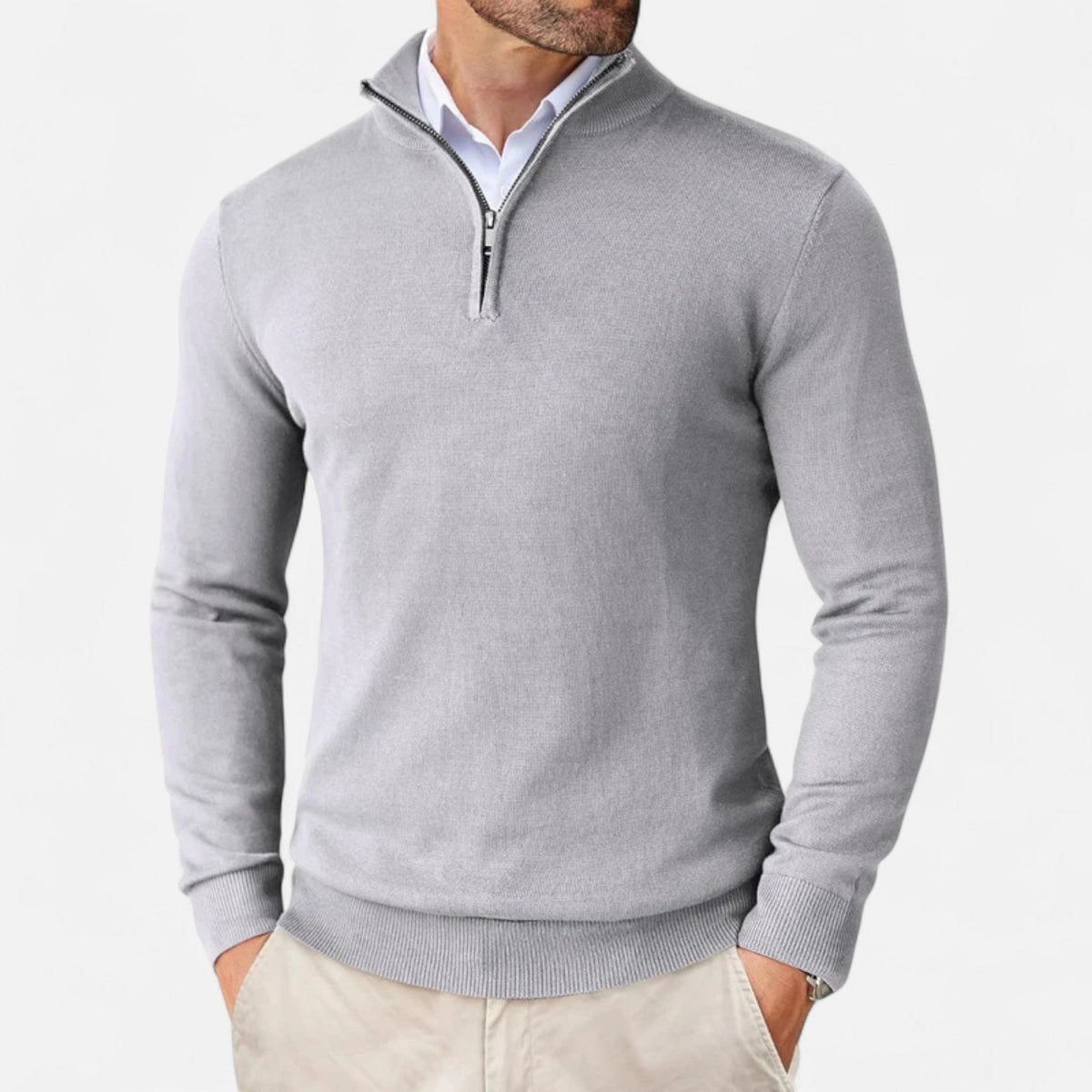 Men's Slim-Fit Zip-Up Sweater - Lightweight Design