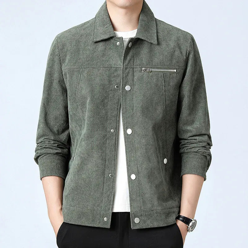Men's Corduroy Jacket with Chest Pocket and Buttons