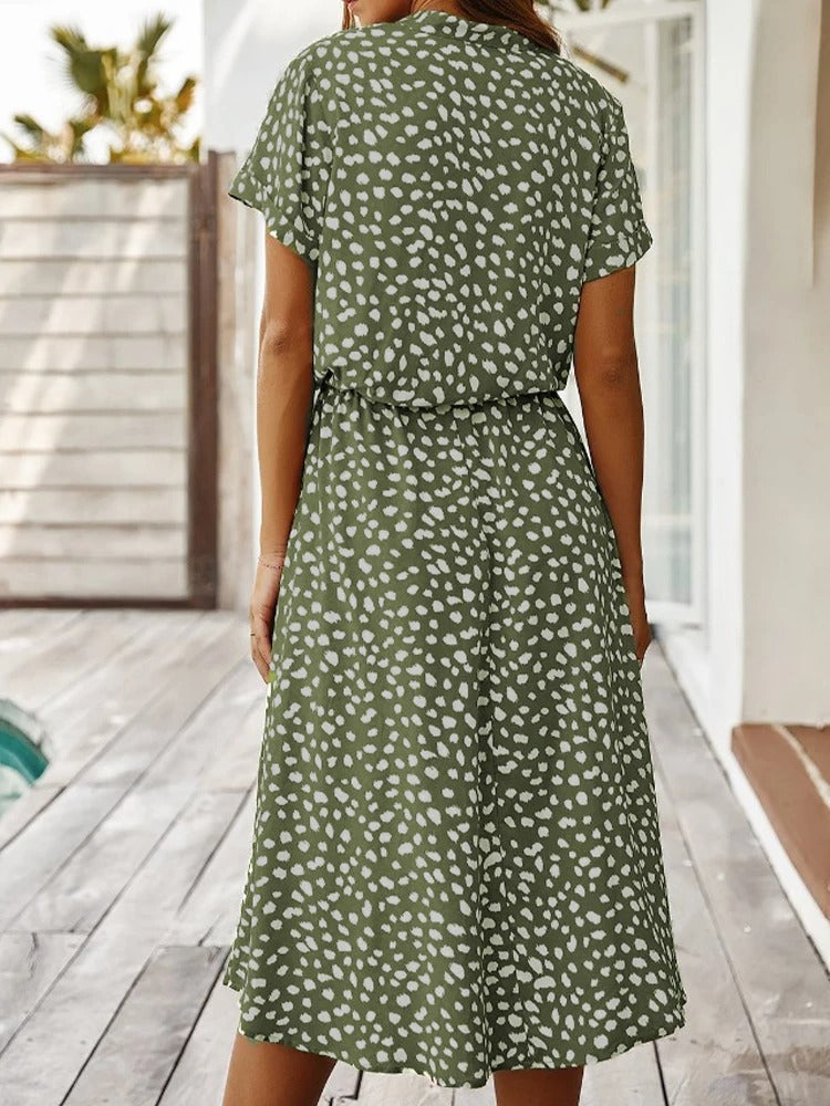 Nomi – Women’s Midi Dress with Adjustable Waist and Summer Print