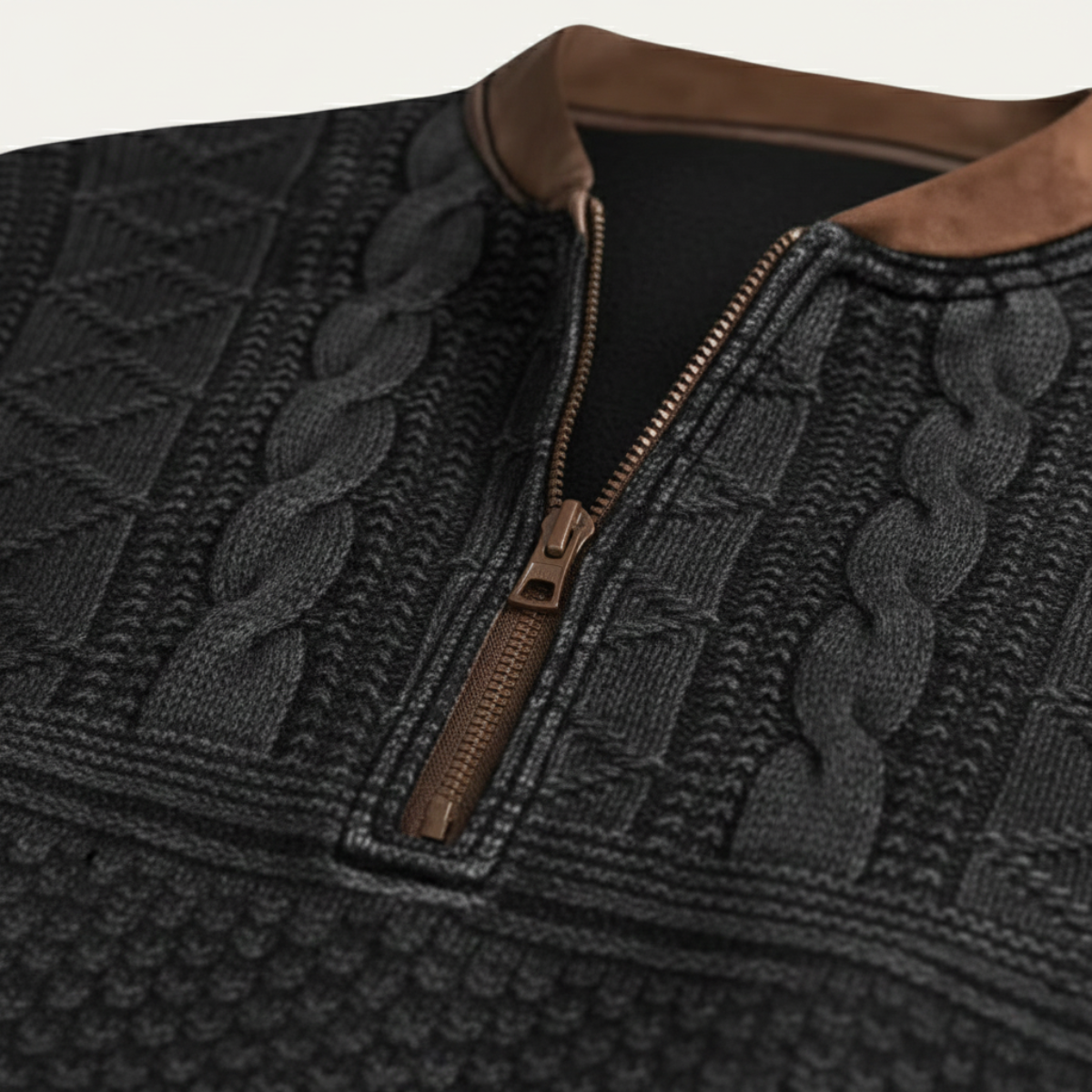 Trendy Men's Half Zip Sweater with Elbow Patches for Casual Wear