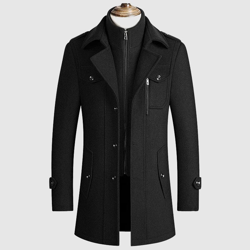 Classic Regular Fit Wool-Cotton Men's Winter Coat with Zipper - Elegant Style