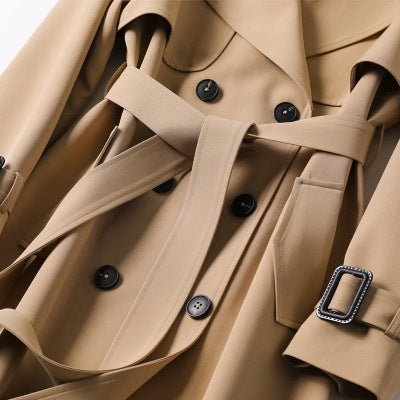 Ladies Double-Breasted Trench Coat with Belt
