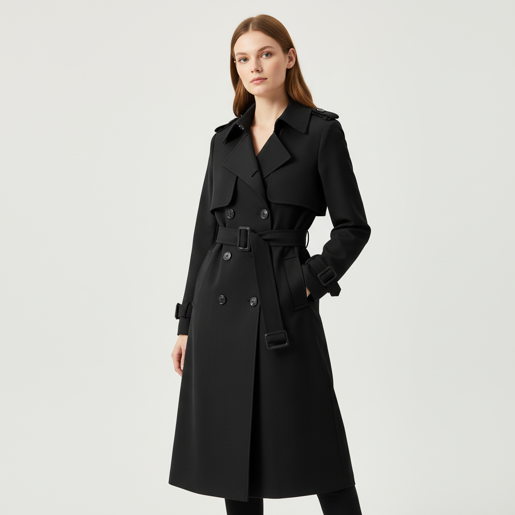 Ladies Double-Breasted Trench Coat with Belt