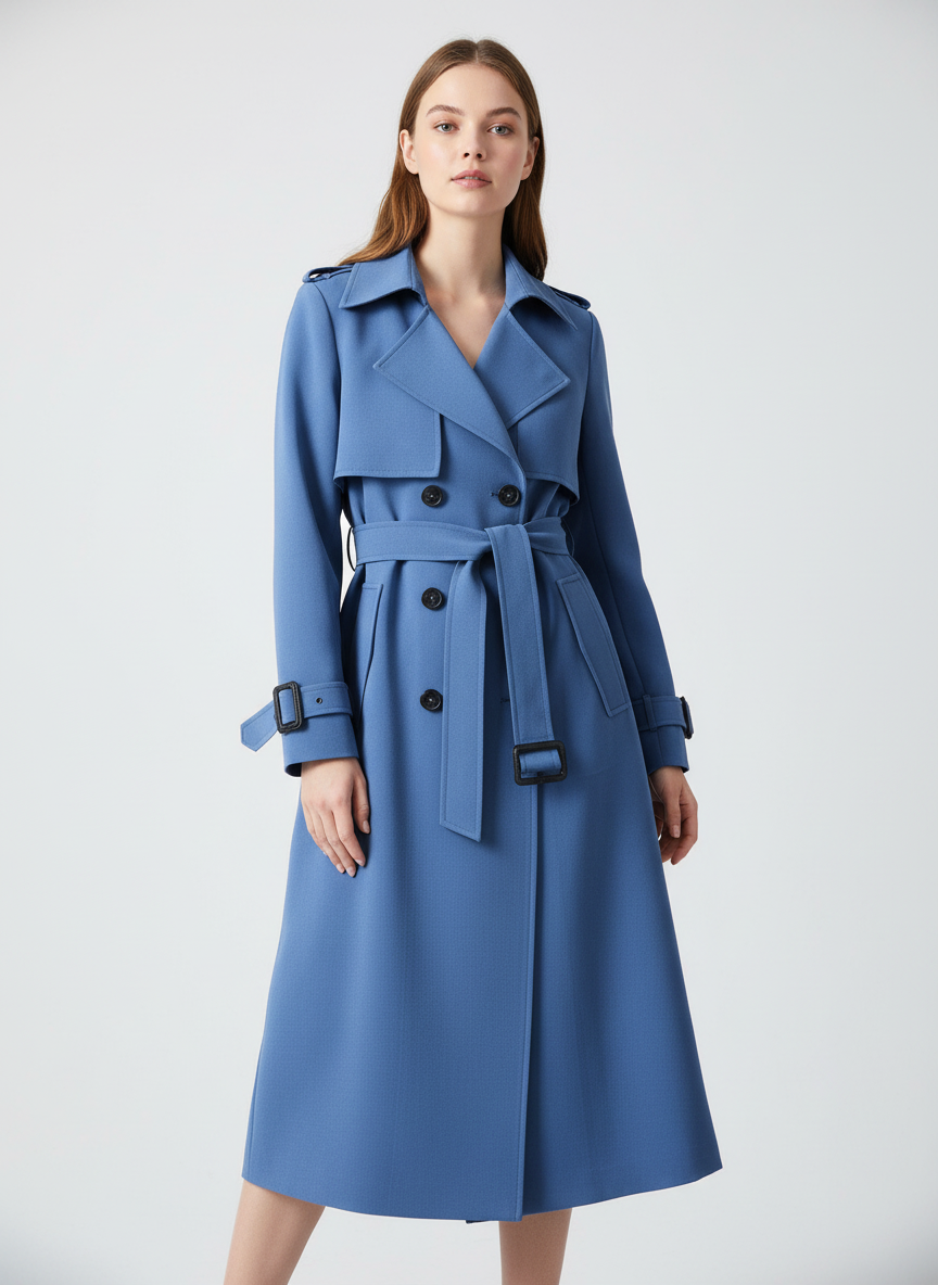 Ladies Double-Breasted Trench Coat with Belt