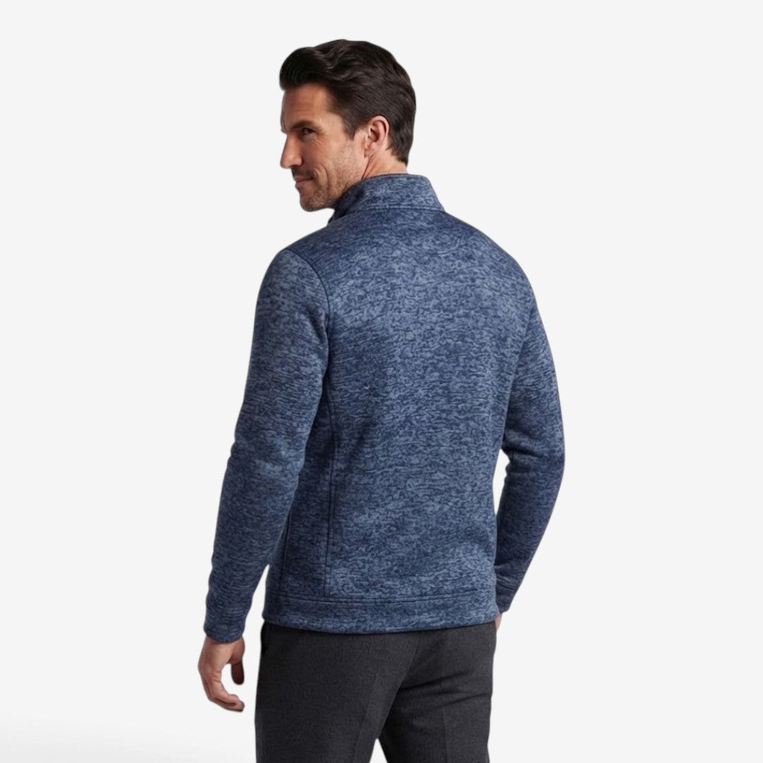 Sleek Men's Knit Zip Jacket with High Collar and Zippered Pockets