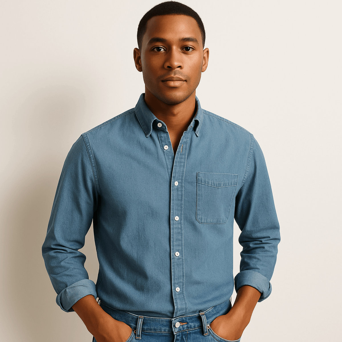 Men's Regular Fit Long Sleeve Button-Down Collared Shirt
