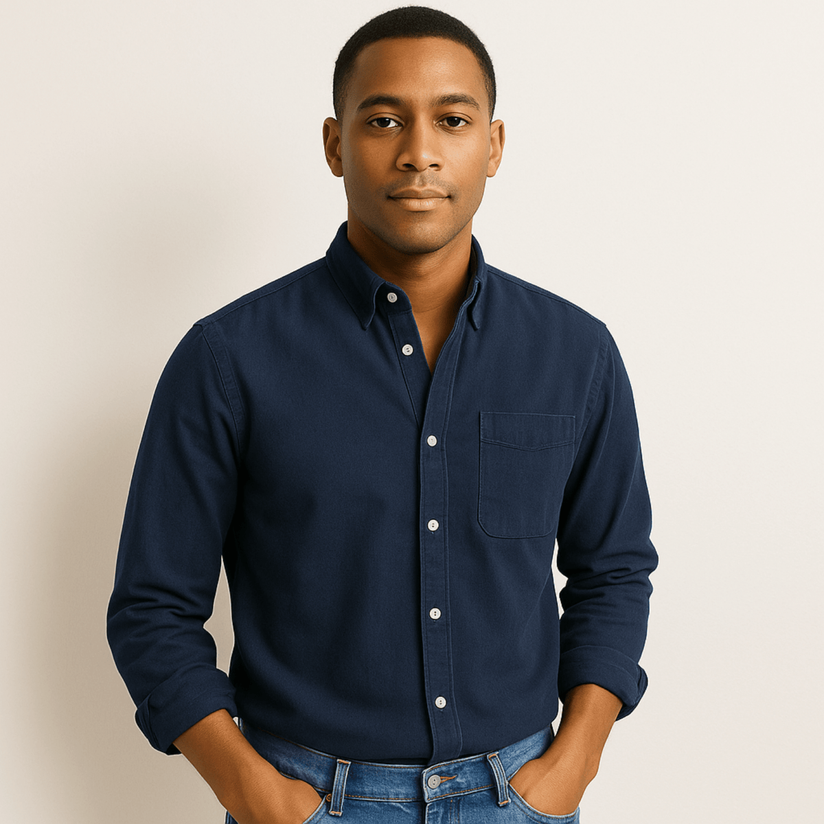 Men's Regular Fit Long Sleeve Button-Down Collared Shirt