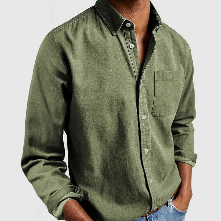 Men's Regular Fit Long Sleeve Button-Down Collared Shirt