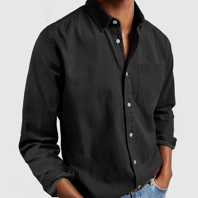 Men's Regular Fit Long Sleeve Button-Down Collared Shirt