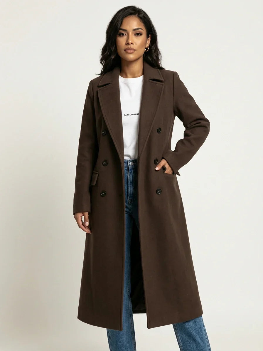 Long Winter Coat for Women with Belt
