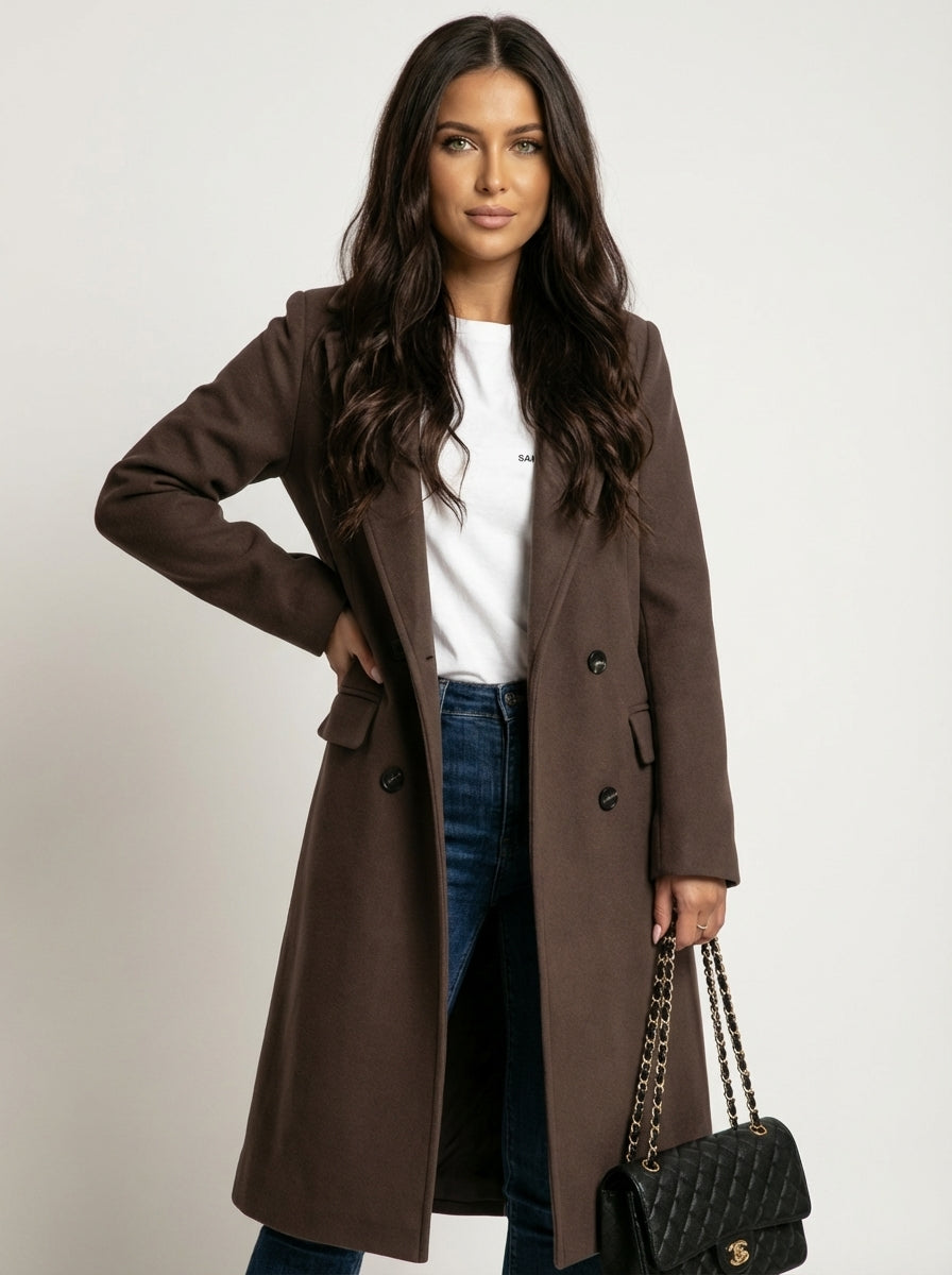 Long Winter Coat for Women with Belt