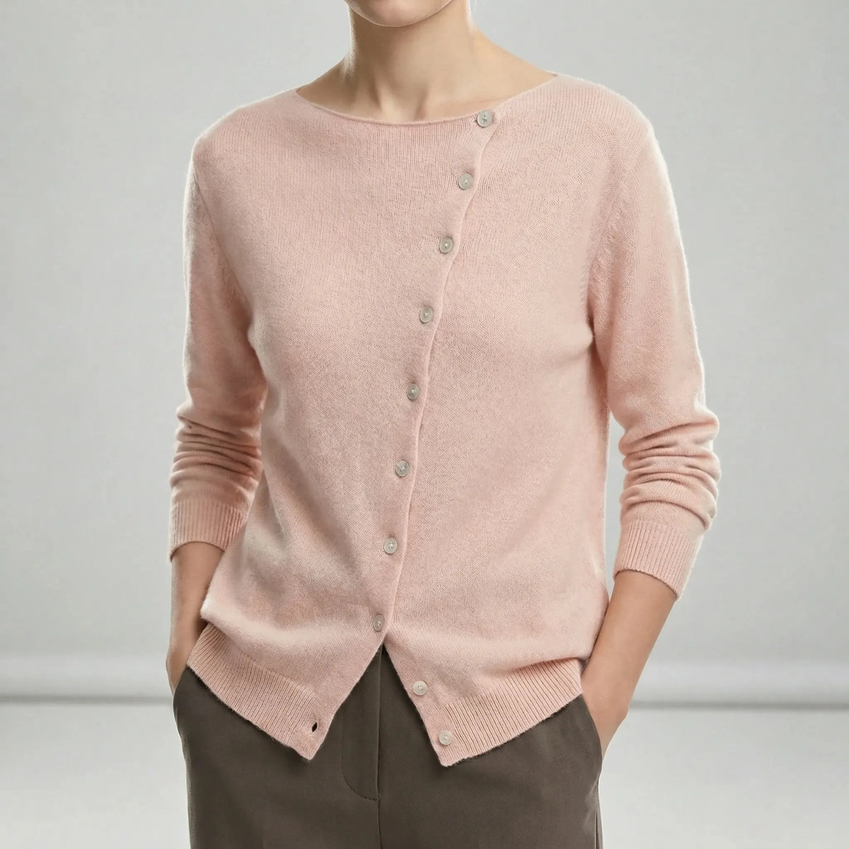 Asymmetrical Fastening Tailored Cardigan