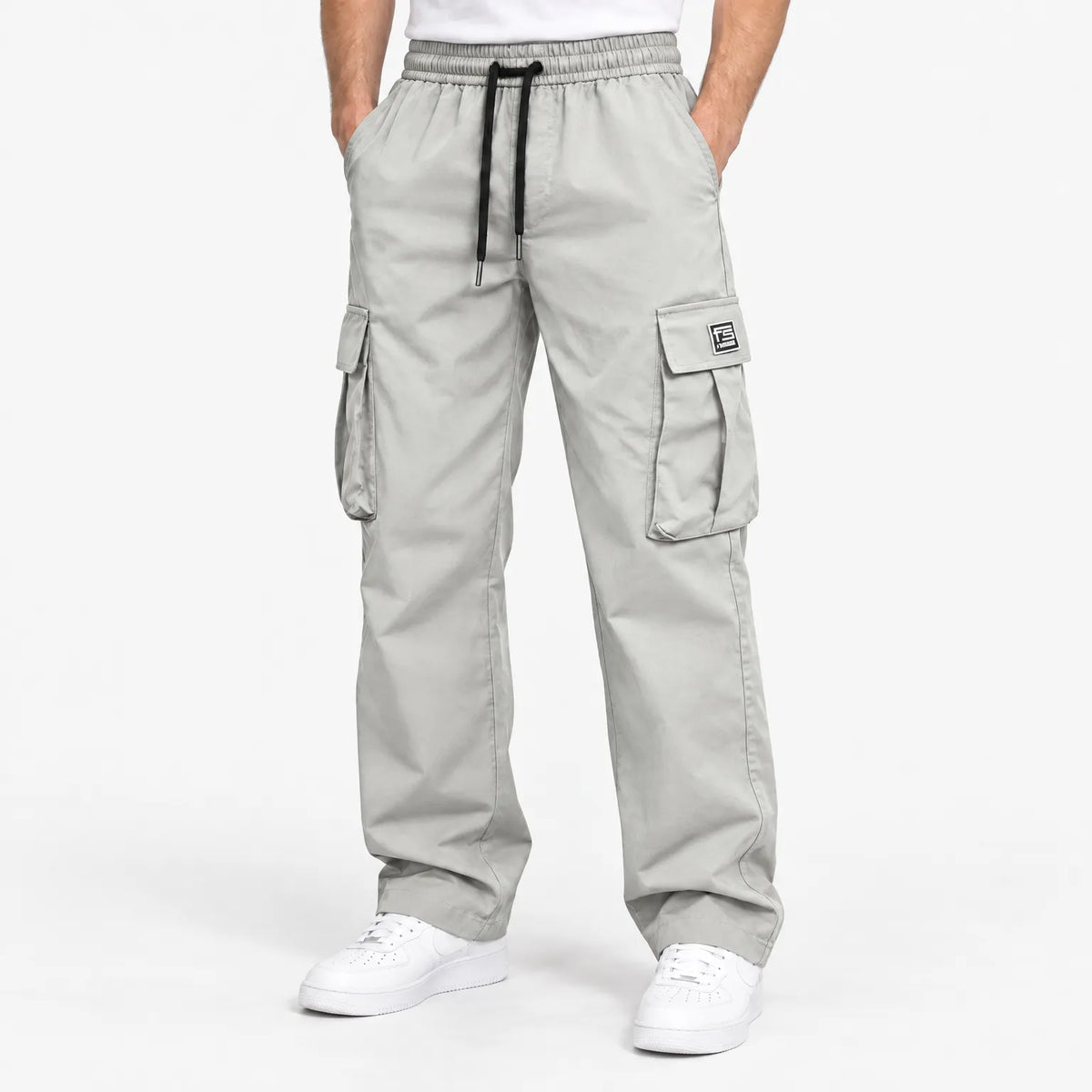 Men's Cargo Trousers with Elastic Waistband and Drawstring