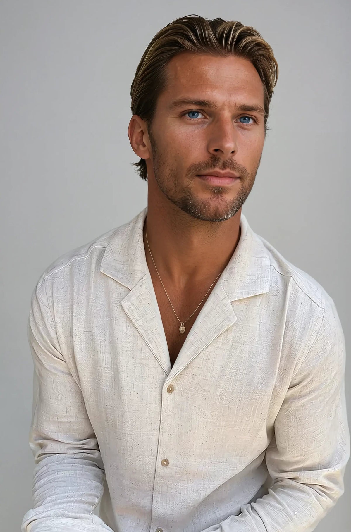Linen Summer Beach Shirt for Men – Beige