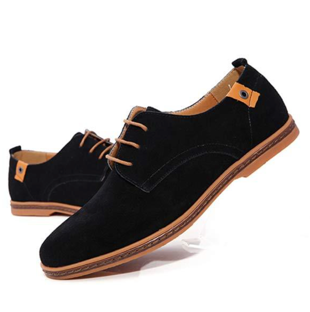 Men's Suede Derby Shoes with Lace-Up and Textured Finish