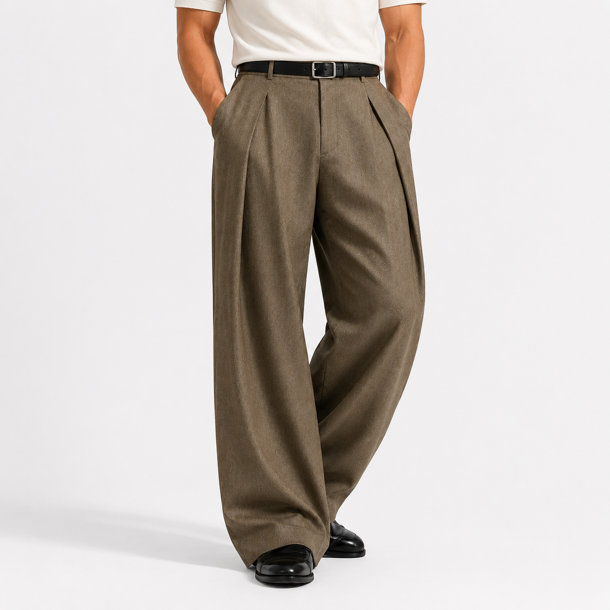Wide Trousers for Men with Pleats