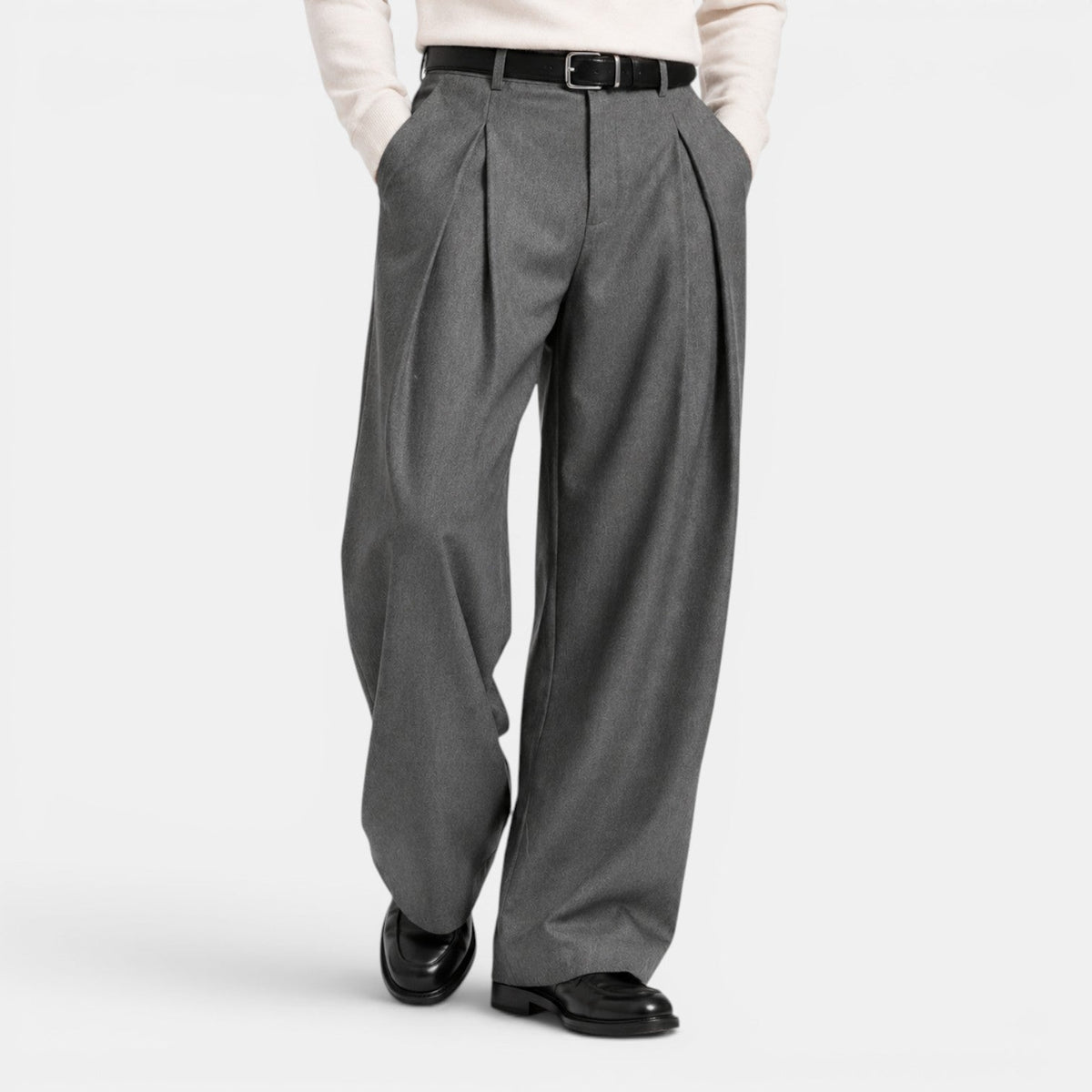 Wide Trousers for Men with Pleats