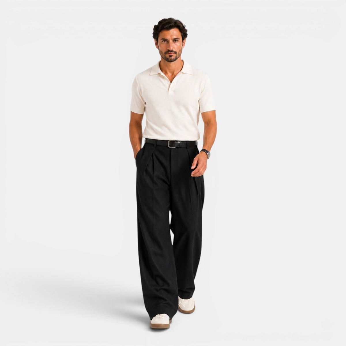 Wide Trousers for Men with Pleats