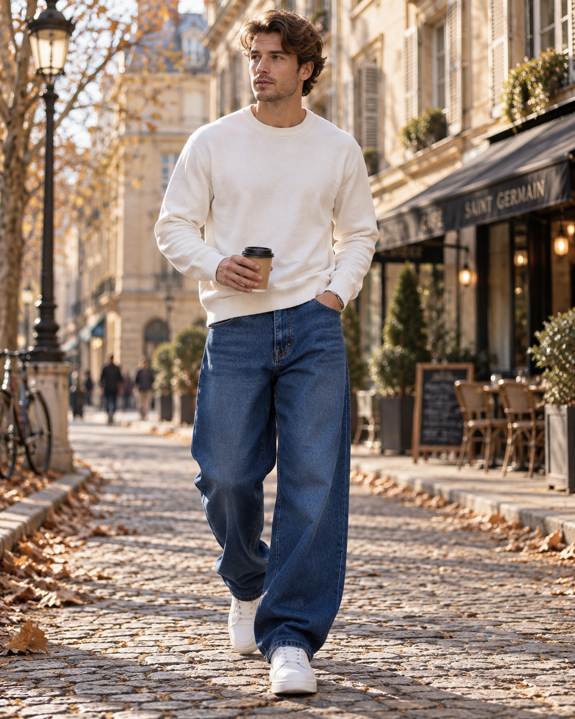 Men's Cedie Jean – Stretch Denim, Loose Fit, Wide Leg with 5 Pockets
