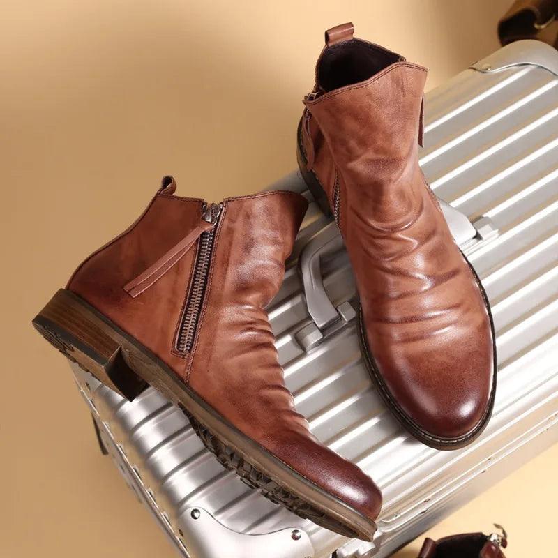 Classic Handcrafted Men's Chelsea Boots - Comfortable Pull-On Design