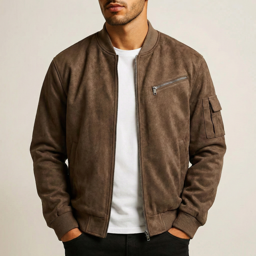 Men's Front-Zip Jacket with Stand Collar