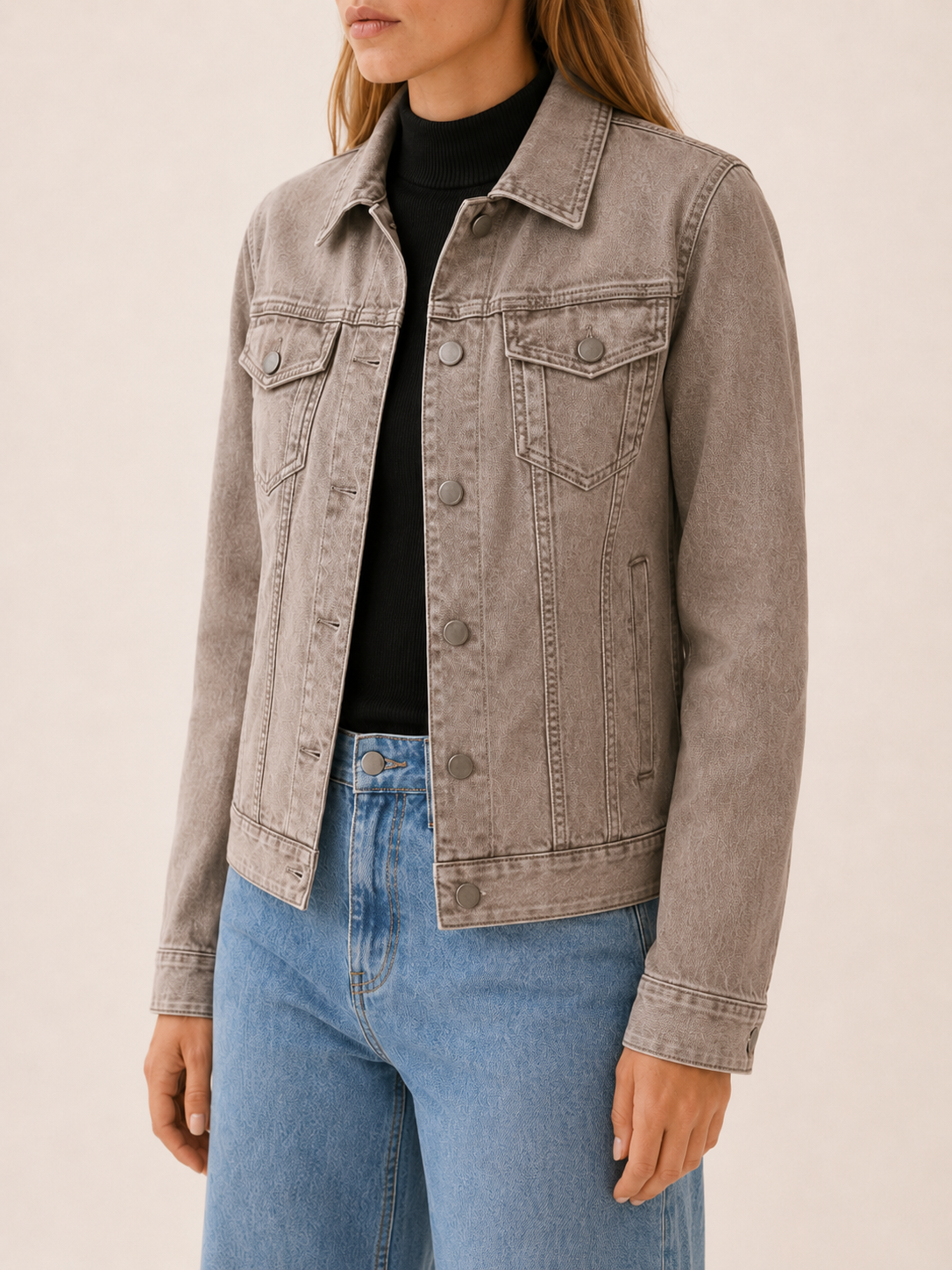 Men's Utility Overshirt with Pointed Collar and Buttoned Cuffs