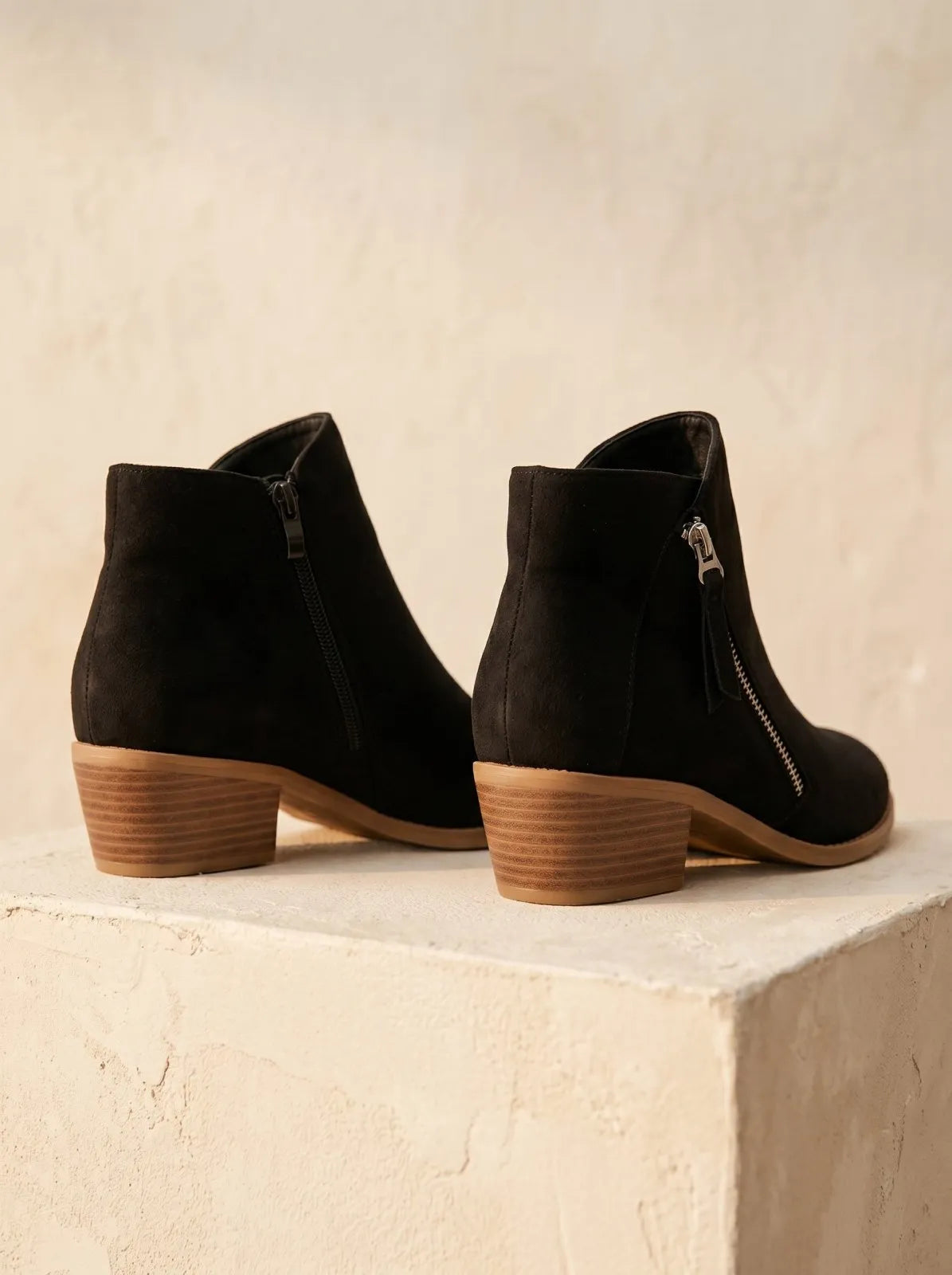 Ladies' Suede Ankle Boots with Block Heel