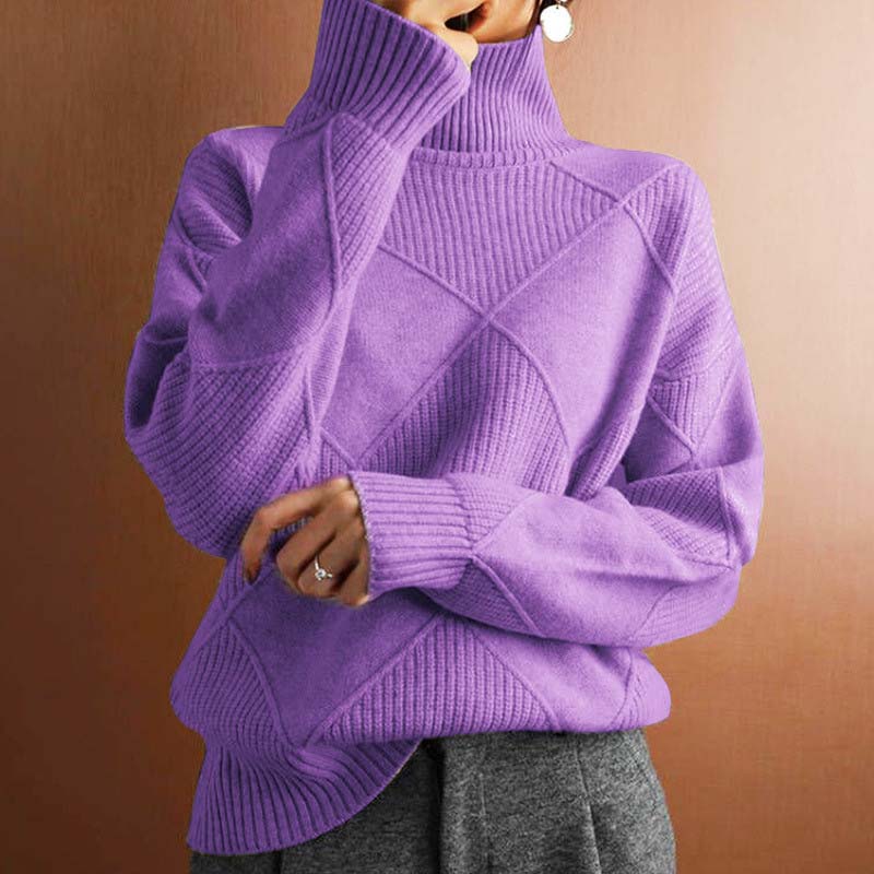 Ladies' Turtleneck with Check Pattern