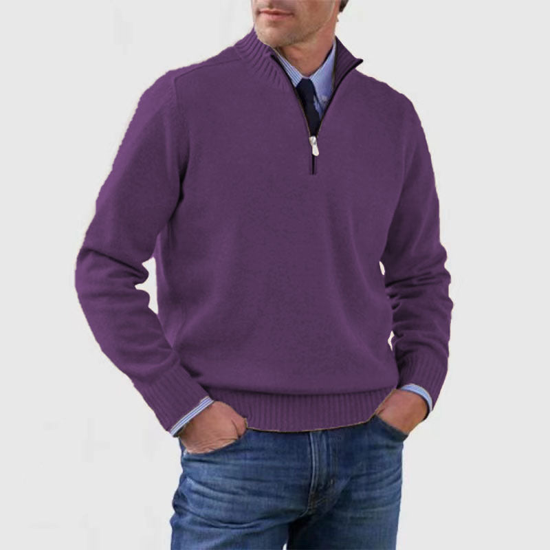Casual Knitwear Zipper-Top Sweater