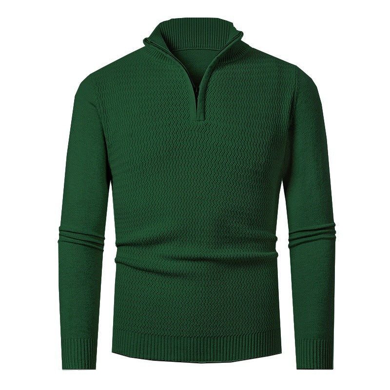 Men's Half-Zip Pullover with Wave Design