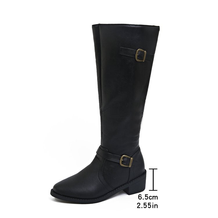 Women's Knee-High Riding Boots with Block Heels
