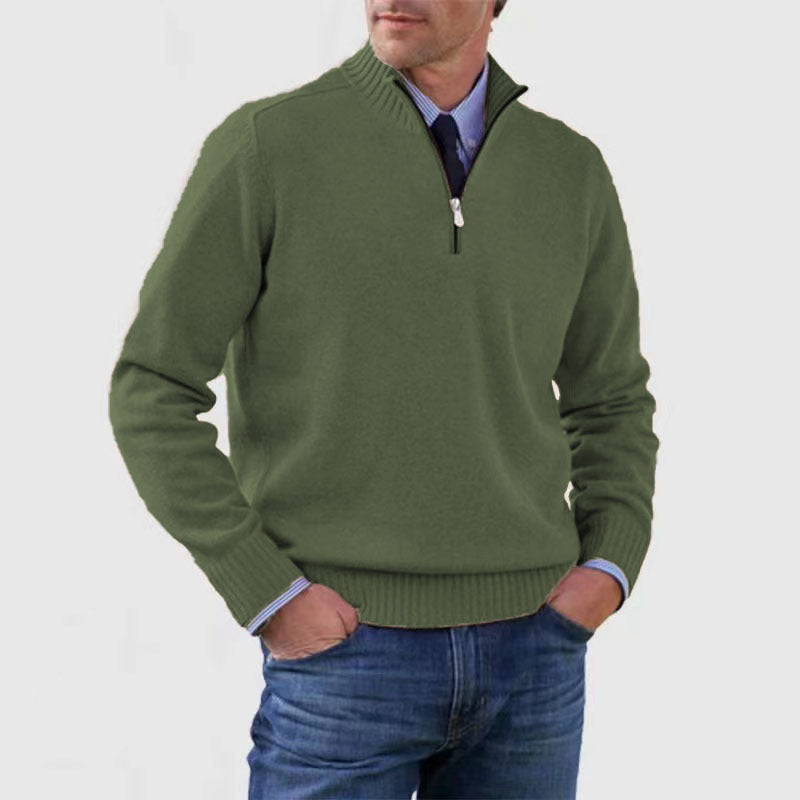 Casual Knitwear Zipper-Top Sweater