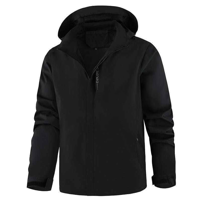 Men's Hooded Lightweight Transitional Jacket with Zipper