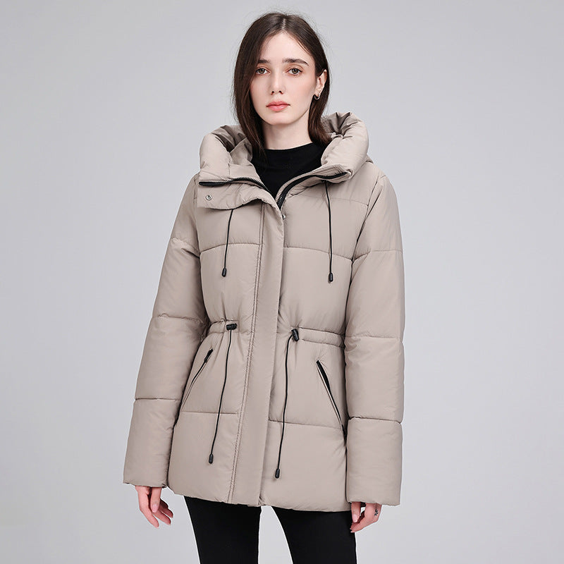 Ladies' Puffer Jacket with Hood and Drawstring