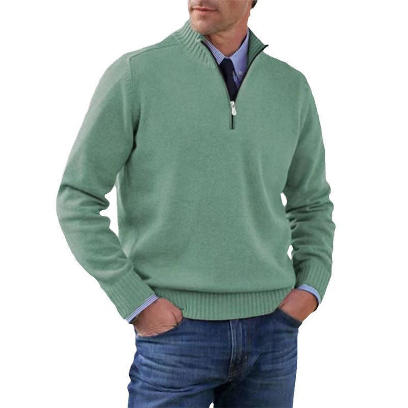 Casual Knitwear Zipper-Top Sweater
