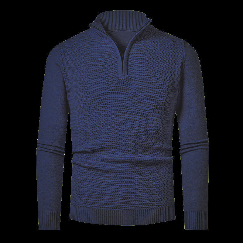 Men's Half-Zip Pullover with Wave Design