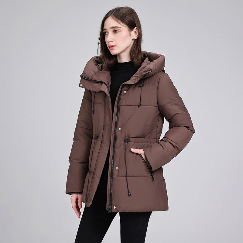 Ladies' Puffer Jacket with Hood and Drawstring