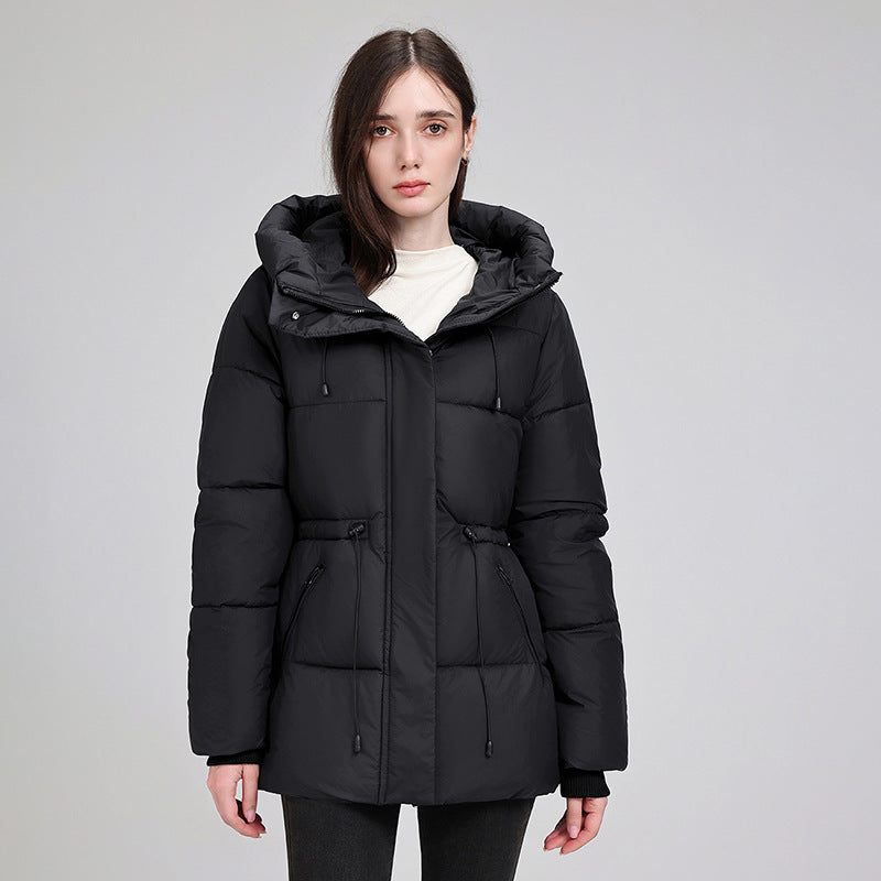 Ladies' Puffer Jacket with Hood and Drawstring
