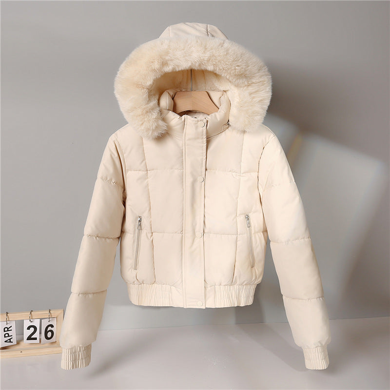 Quilted Ladies' Jacket with Fur Collar