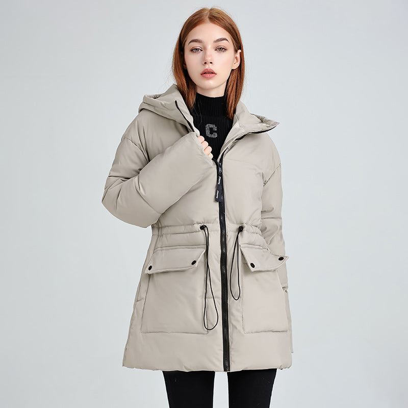 Women's Parka Jacket with Adjustable Waist and Hood
