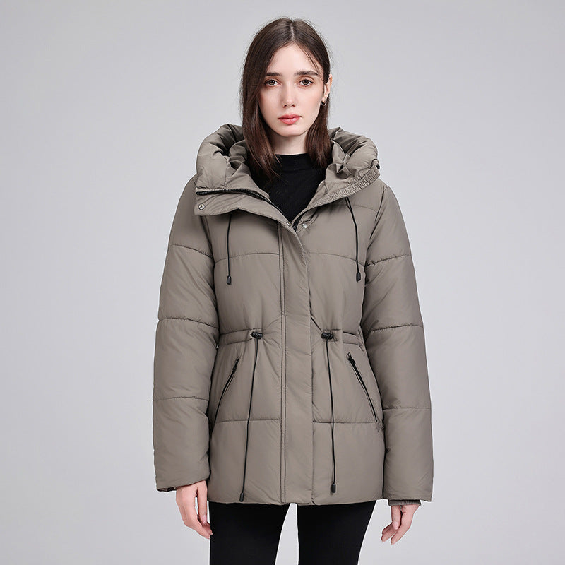 Ladies' Puffer Jacket with Hood and Drawstring