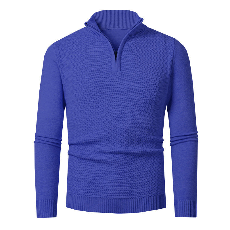 Men's Half-Zip Pullover with Wave Design