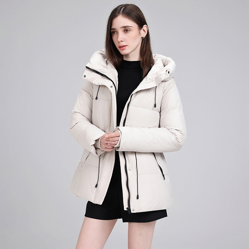 Ladies' Puffer Jacket with Hood and Drawstring