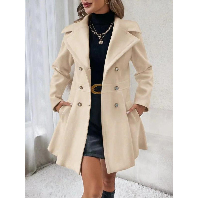 Classic Double-Breasted Trench Coat with Belt
