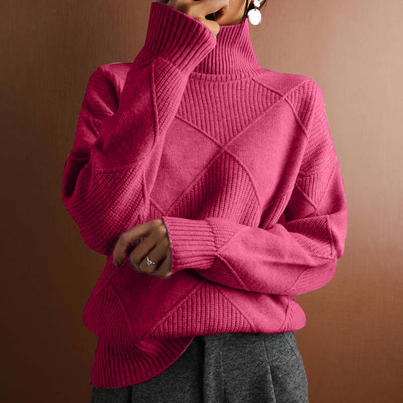Ladies' Turtleneck with Check Pattern