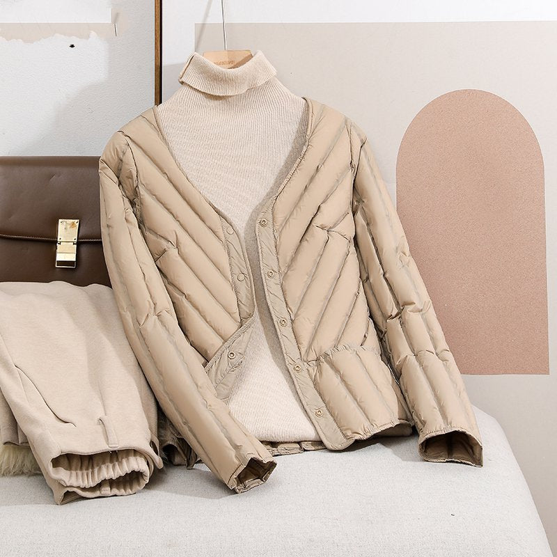 Nord Taschen Women's Lightweight Quilted V-Neck Cardigan Jacket with Snap Closure