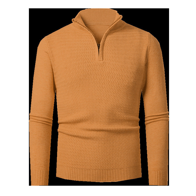Men's Half-Zip Pullover with Wave Design
