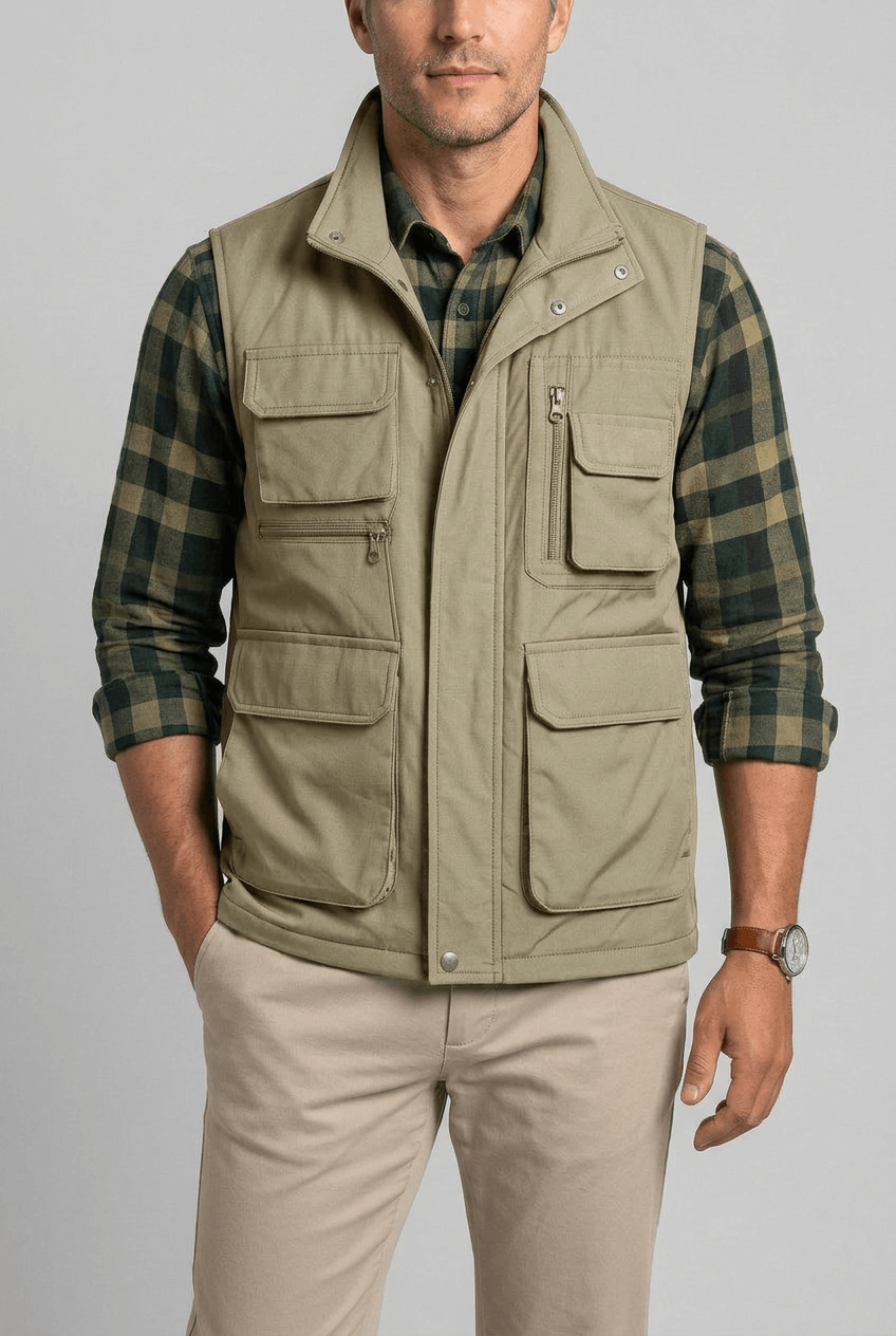 Versatile Men's Gilet with Stand-Up Collar