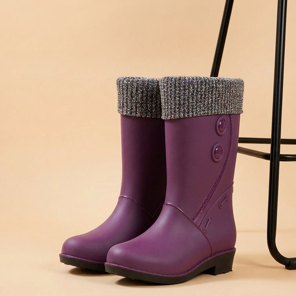 Lined Waterproof Rain Boots for Women with Non-Slip Sole